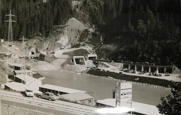 SW-Archivfoto von den Bauarbeiten des Arlbergtunnels