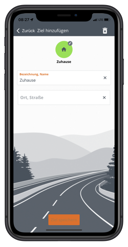 Ziel hinzufügen (z.B. Zuhause)