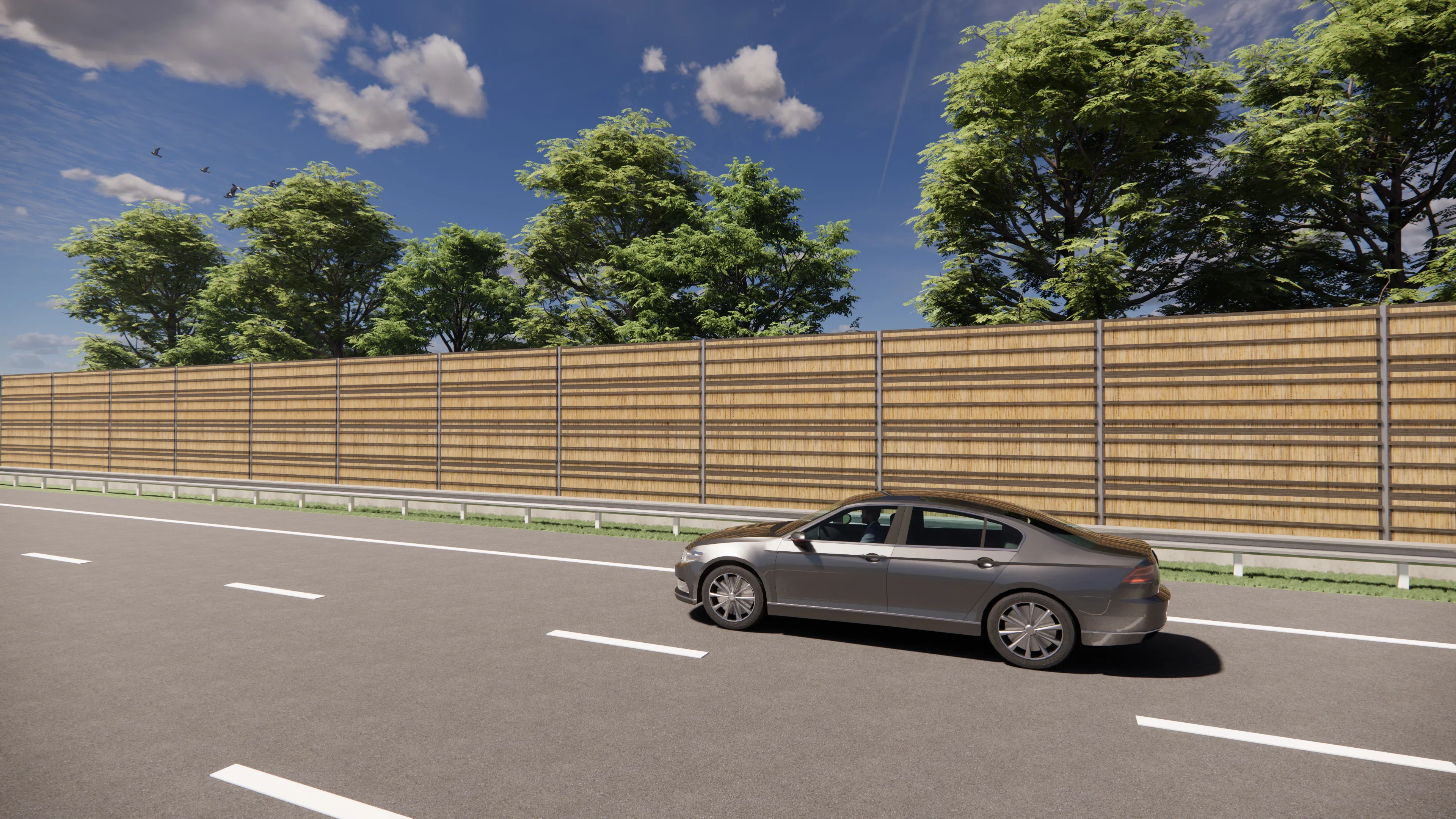 Lärmschutzwand aus Schilf und Lehm