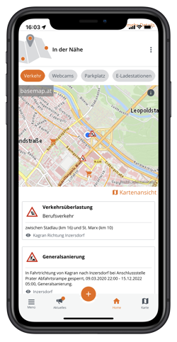 Homescreen 2 Verkehrsinformationen