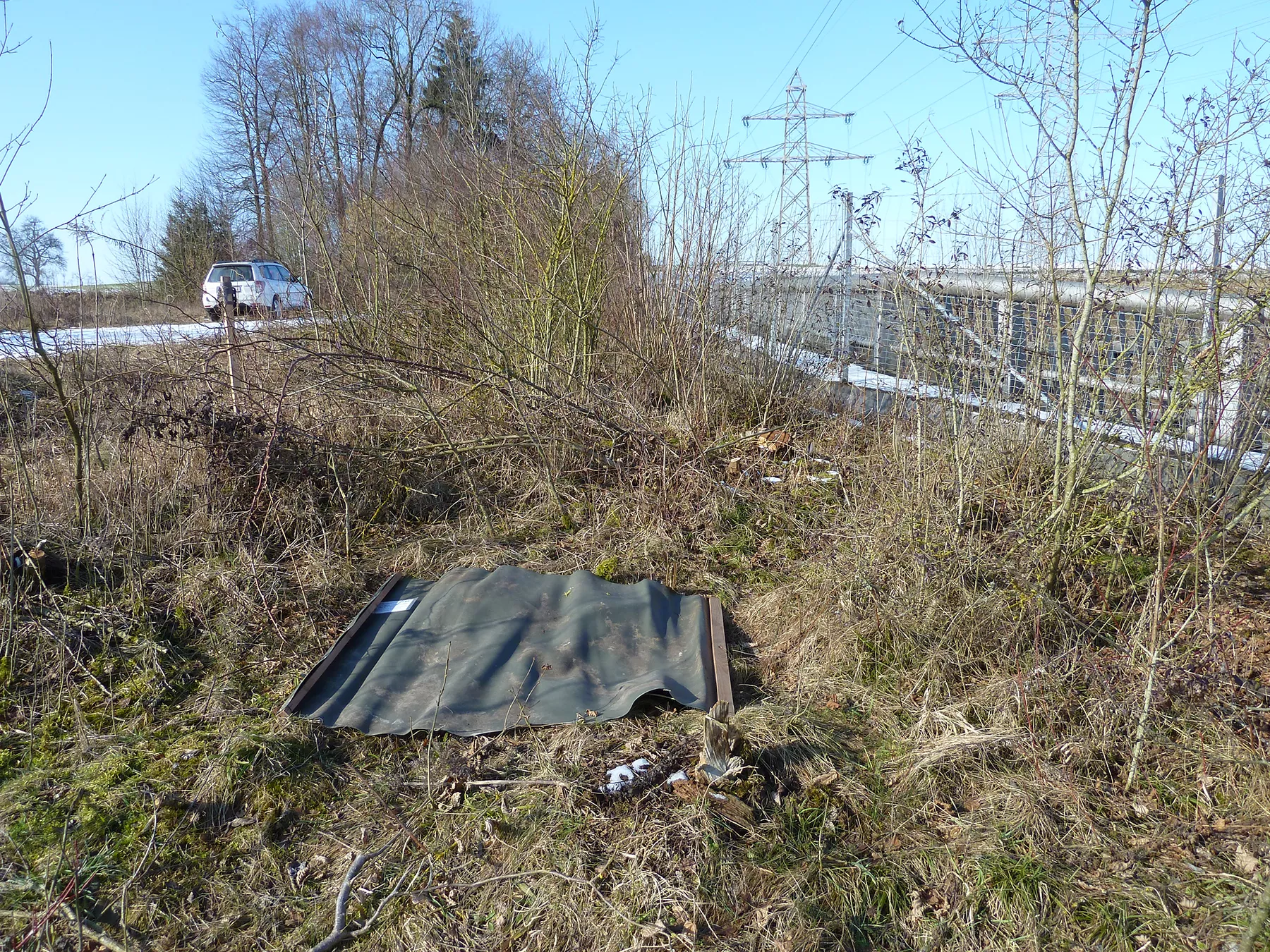 künstliches Versteck aus Teichfolie Grünbrücke Hammersedt A 8 Innkreis Autobahn